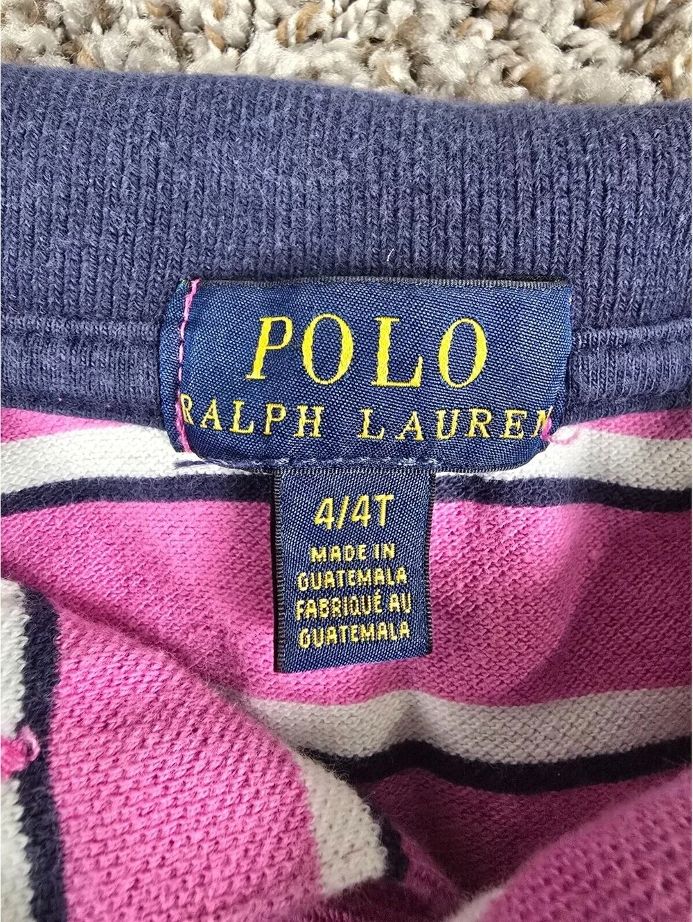 Polo Ralph Lauren Boy’s Sz 4T Big Pony Crest Stripe Polo Shirt Pink & Black